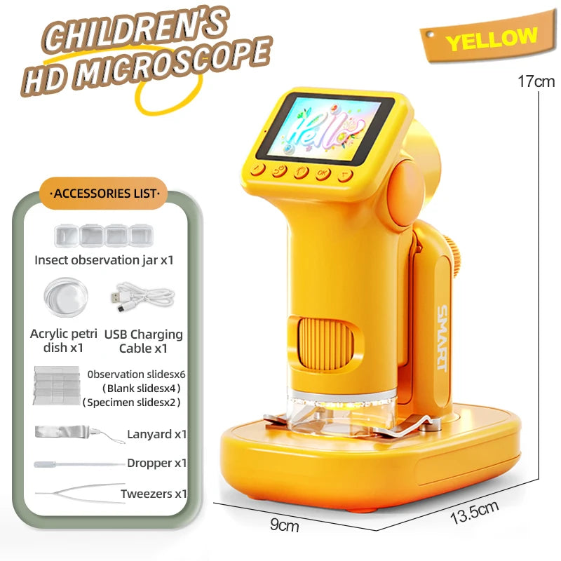 Kids Microscope 1600x Biological Science Stem Toy Hand Loupe School Educational Pocket Microscope with LED Light