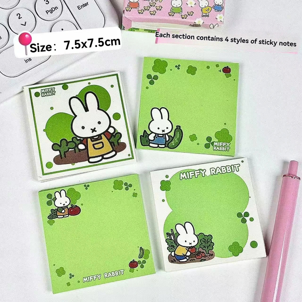 80/320 Sheets Cute Miffy Post-it Notes Adhesive Messaging Cartoon Miffy Merchandise