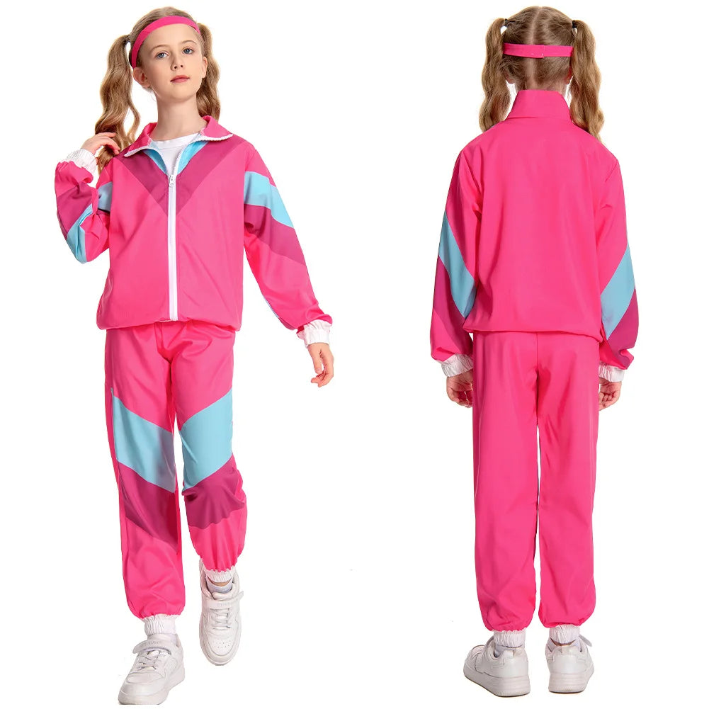 Fantasia 80s 90s Costume Girls Kids Children Disco Party Cosplay Boys Girls Hip-Hop Vintage Rock Halloween Carnival Clothes