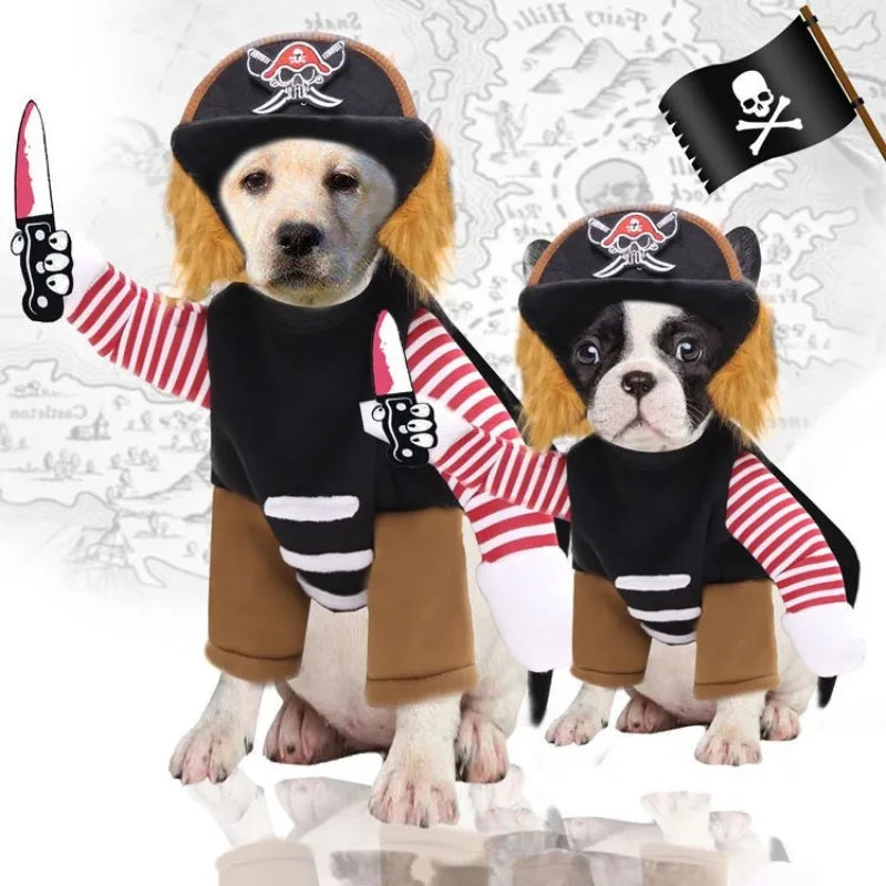 Christmas Halloween Costume Large Dog Clothes Funny Cat Outfits Horse Riding Santa Disguise Cotton Blend Fabric Pet Apparel
