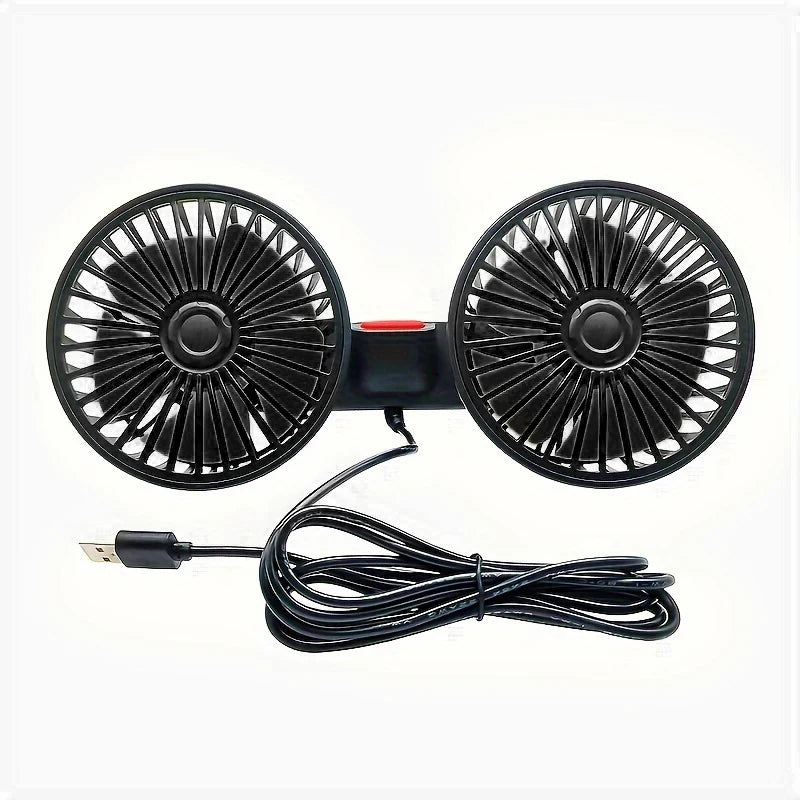 3-speed Car Seat Back Cooling Fan USB Charge Dual Head Fan 360 Degree Rotation Neck Cooler for Summer Car Accessories