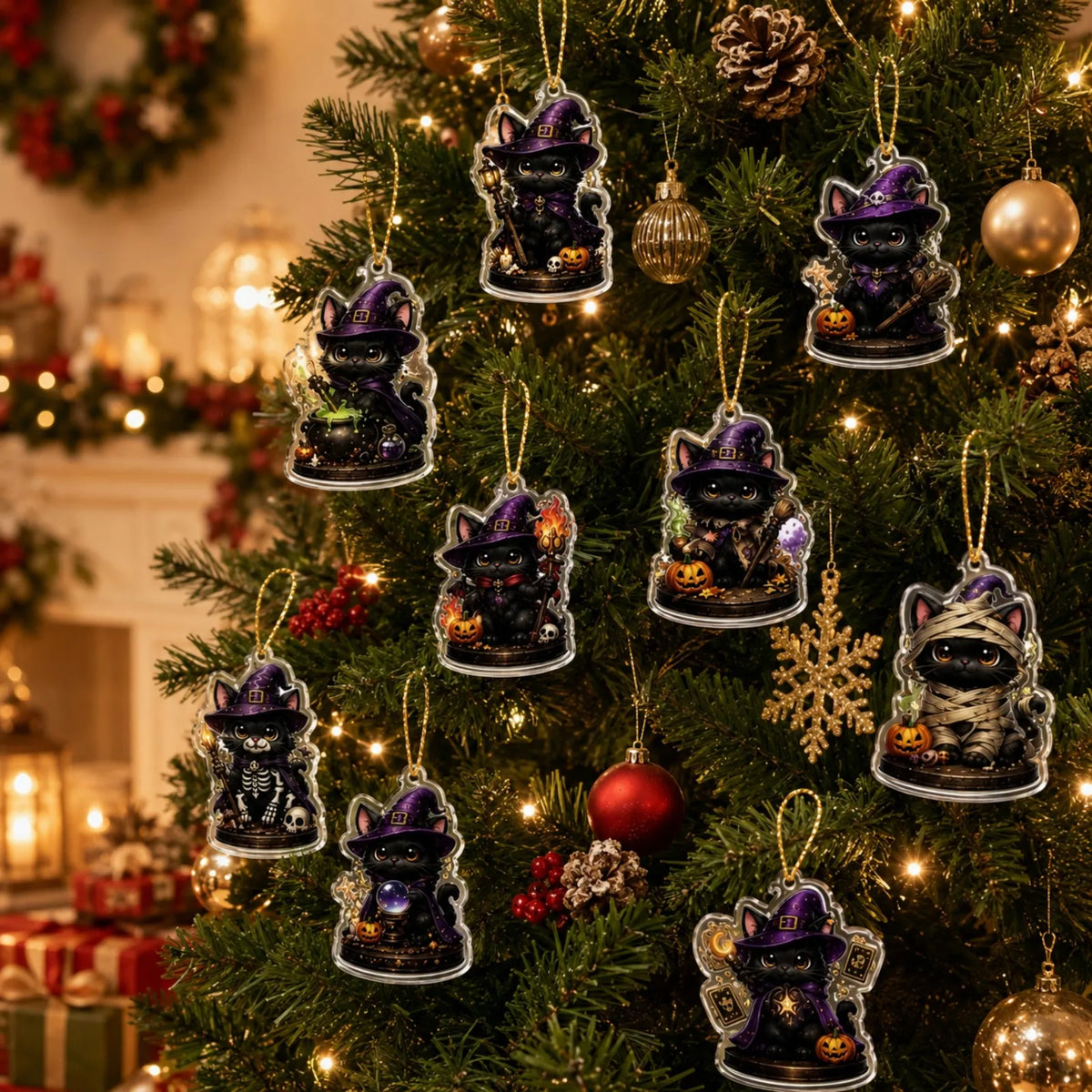 Black Cat Wizard Halloween Advent Calendar – 24 Acrylic Keychain Countdown