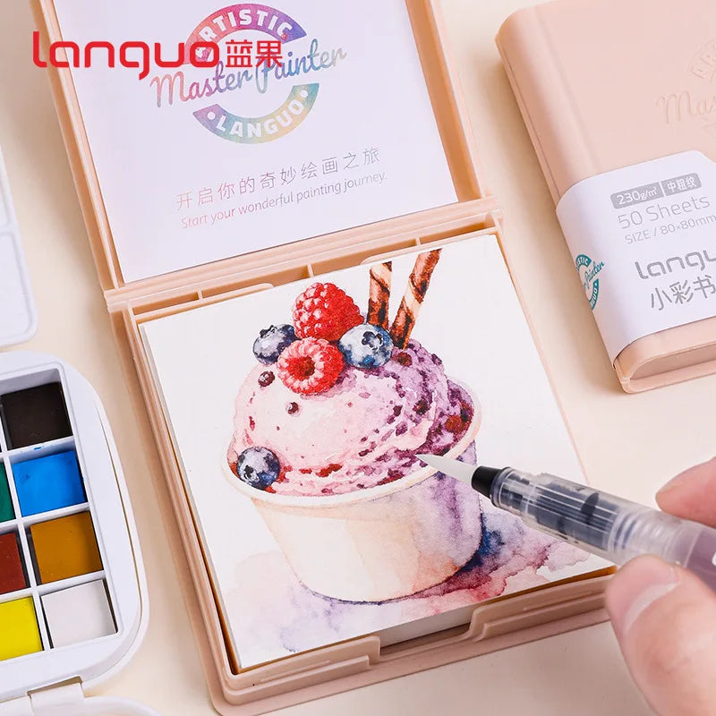 Languo Watercolor Painting Book Tearable Drawing Notebook Sketchbook Handbook 230gsm Paper 50sheet Mini Portable Art Drawing Pad