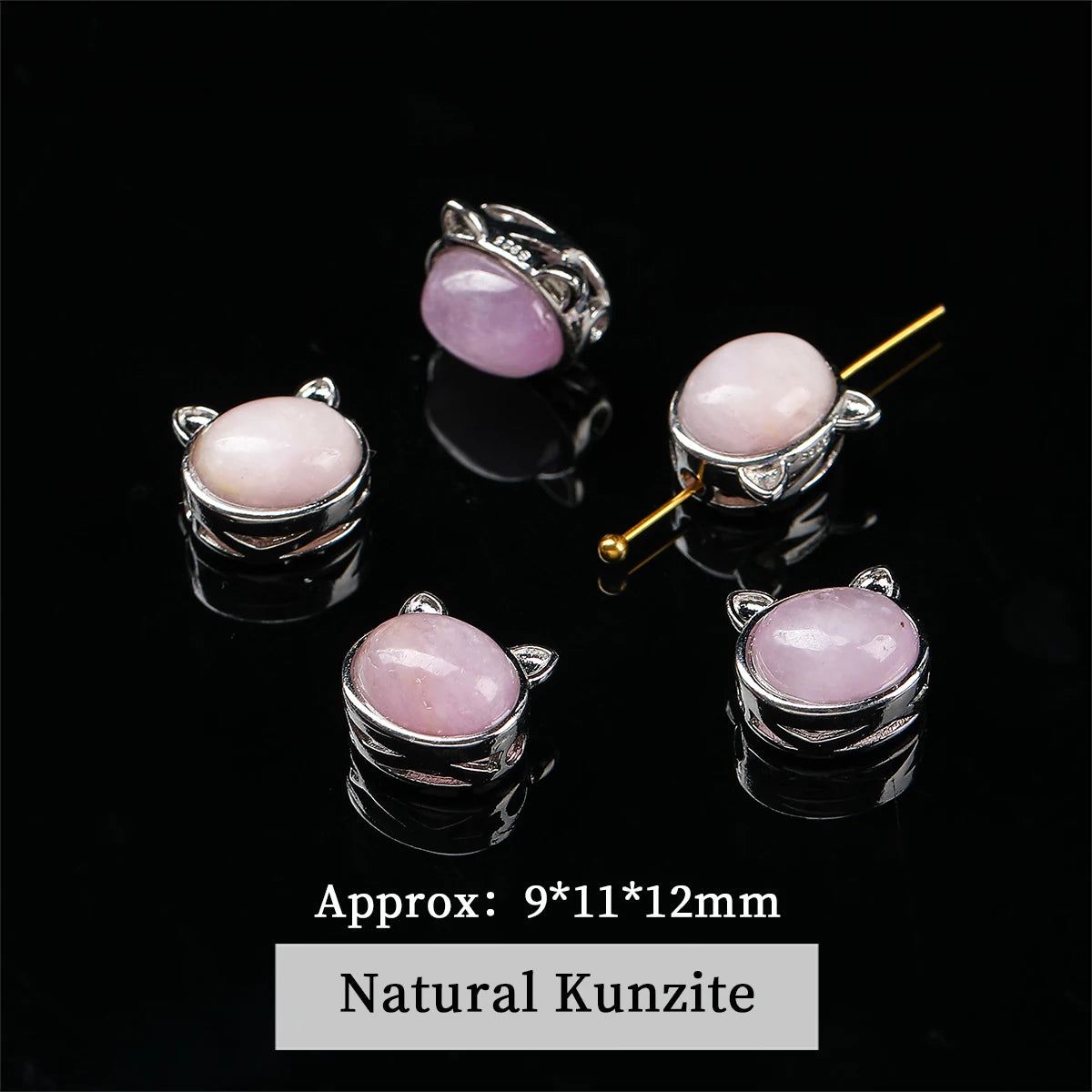 1 Pc Natural Stone Kunzite Bead Carved Cute Lucky Charm Pendants For Jewelry Making DIY Bracelet Necklace Accessories