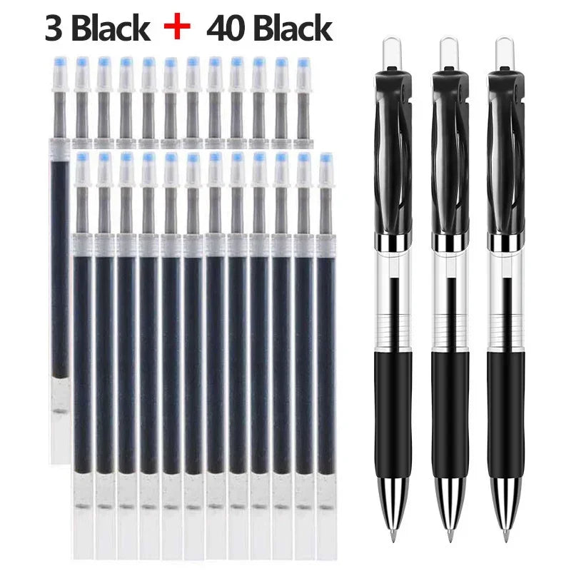 43 PCS Gel Pens & Refills Set Stationery Kawaii writing pen Black/red/blue ink 0.5 mm blue ballpoint pen Office school supplies
