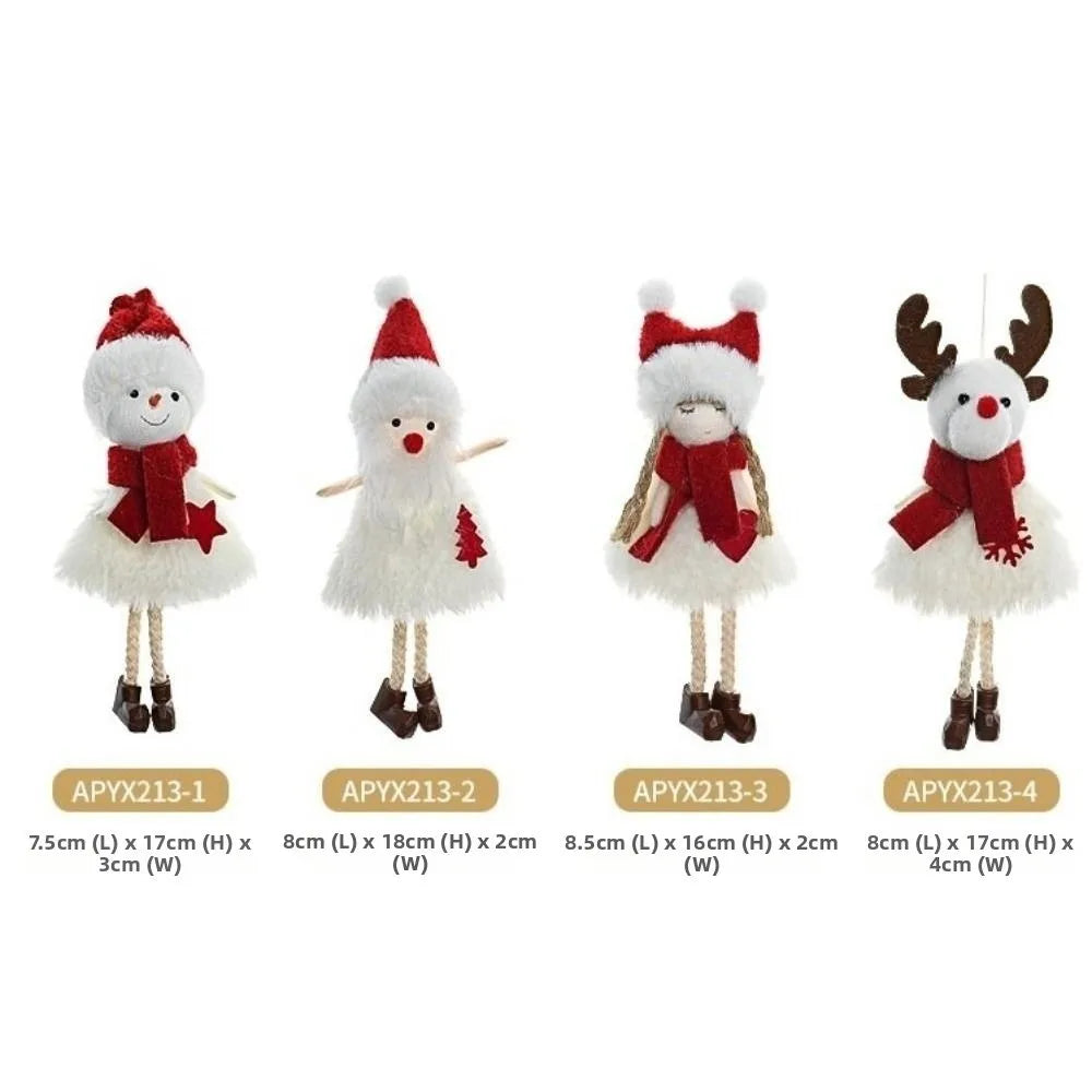 Elk Pattern Christmas Plush Doll Angel Doll Hanging Hanging Plush Ornament Snowman Pattern Cute Style Christmas Hanging Doll