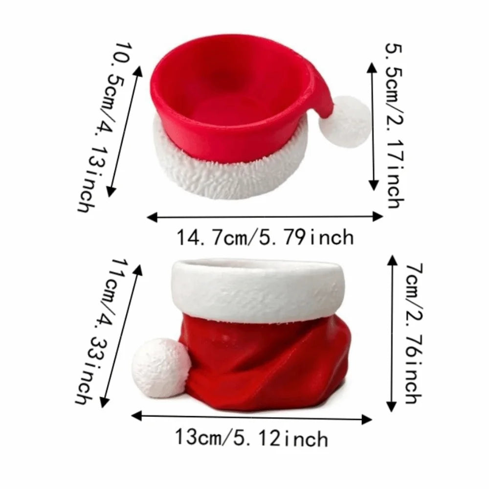 Xmas Christmas Bowl Santa Hat Table Ornament Jewelry Display Ornament Storage Organizer Lightweight Stable Candy Trinket Dish