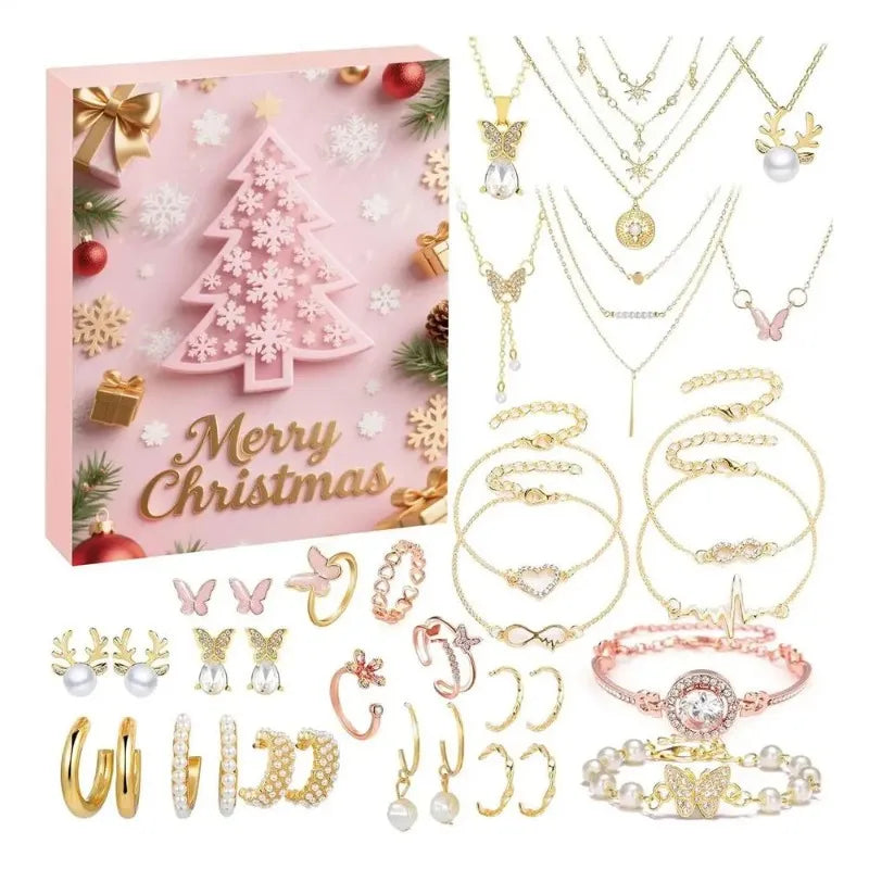 Christmas Jewelry Calendar Advent Christmas Advent Girls Earring Bracelet Set Holiday Calendar for Women Girl
