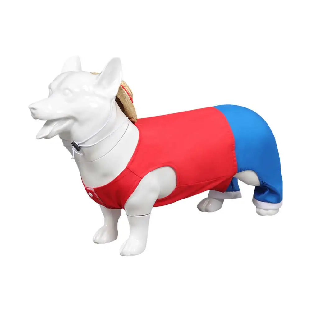 2026 Pirate Fantasia Luffy Cosplay Costume Cartoon Pet Dog Hoodie Clothing Hat Outfits Halloween Anime Carnival Disguise Suit