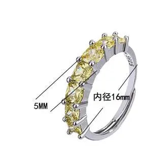 Princess Cut Natural Citrine 925 Sterling Silver Rings for Women Fashion Engagement Square Yellow Gemstone Birthstone Jewelry