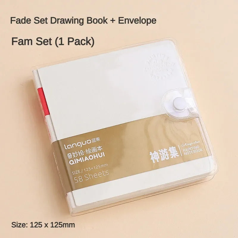 58 Sheets Borrence Drawing Notebook Sketchbook Handheld Portable Watercolor Coloring Book Oil Paint Gouache Notepad Stationery