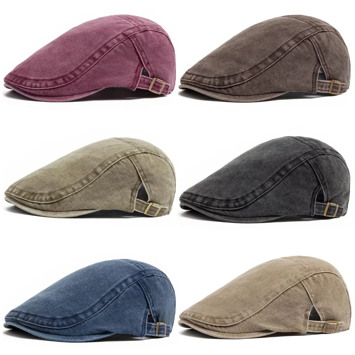 Spring Summer Watered Denim American Casual Retro Beret Washed Old Street Forward Hat British Painter Newsboy Cap Visor