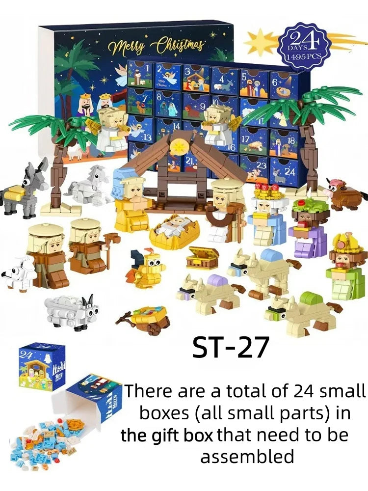 Christmas Train & Tree Brick Advent Calendar – 24-Day DIY Building Box