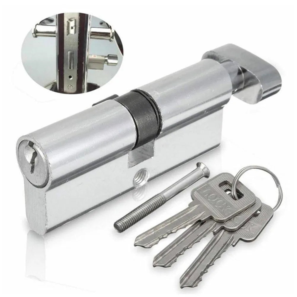 Door Cylinder Lock Biased 3 Keys Anti-Theft Entrance Aluminum Door Lock Home Security Interior Bedroom Lock Cylinder