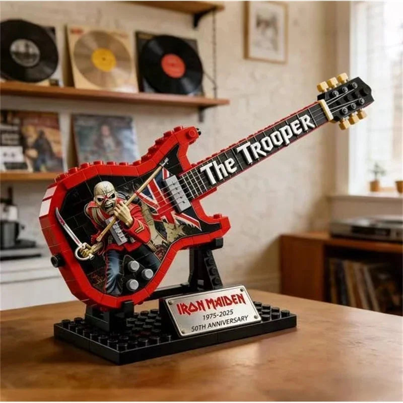 Brick Guitar Model Kit DIY Mini Electric Replica Ornament Rock Band Inspired Puzzle Toy Gift For Music Lovers Teens Desk Decor