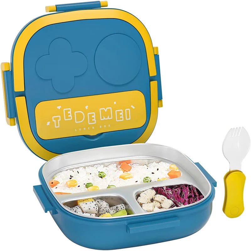 500ML Stainless Steel Bento Box Insulated Lunch Box For Kids Toddler Girls Metal Portion Sections Leakproof Lunch Container Box