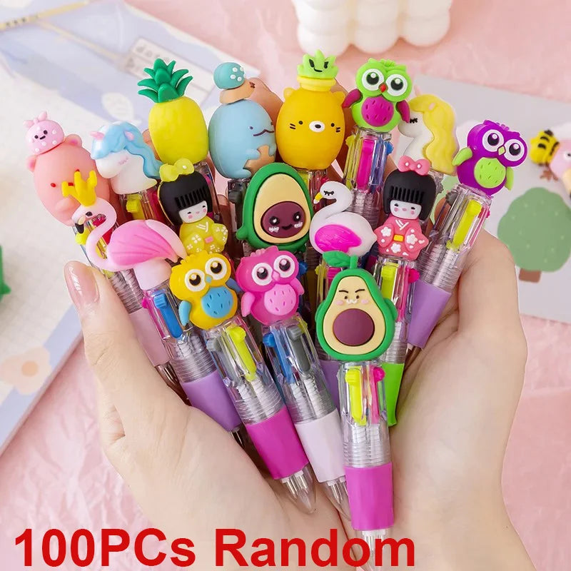 20PCs/lot Cute Cartoon 4 Color Mini Ballpoint Pen Kawaii Unicorn Flamingo Retractable Stationery Gift School Office Supplies