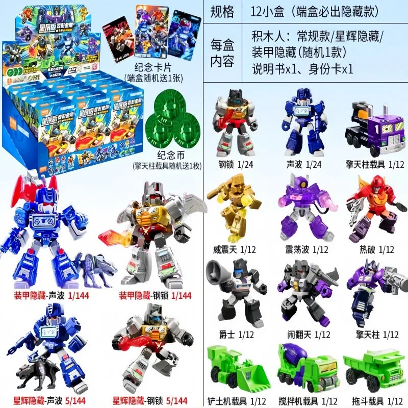 BLOKEES Transformers Building Block Defender Version Wave V4 Optimus Prime Megatron Starscream Movable Robot Assembly Model Toy