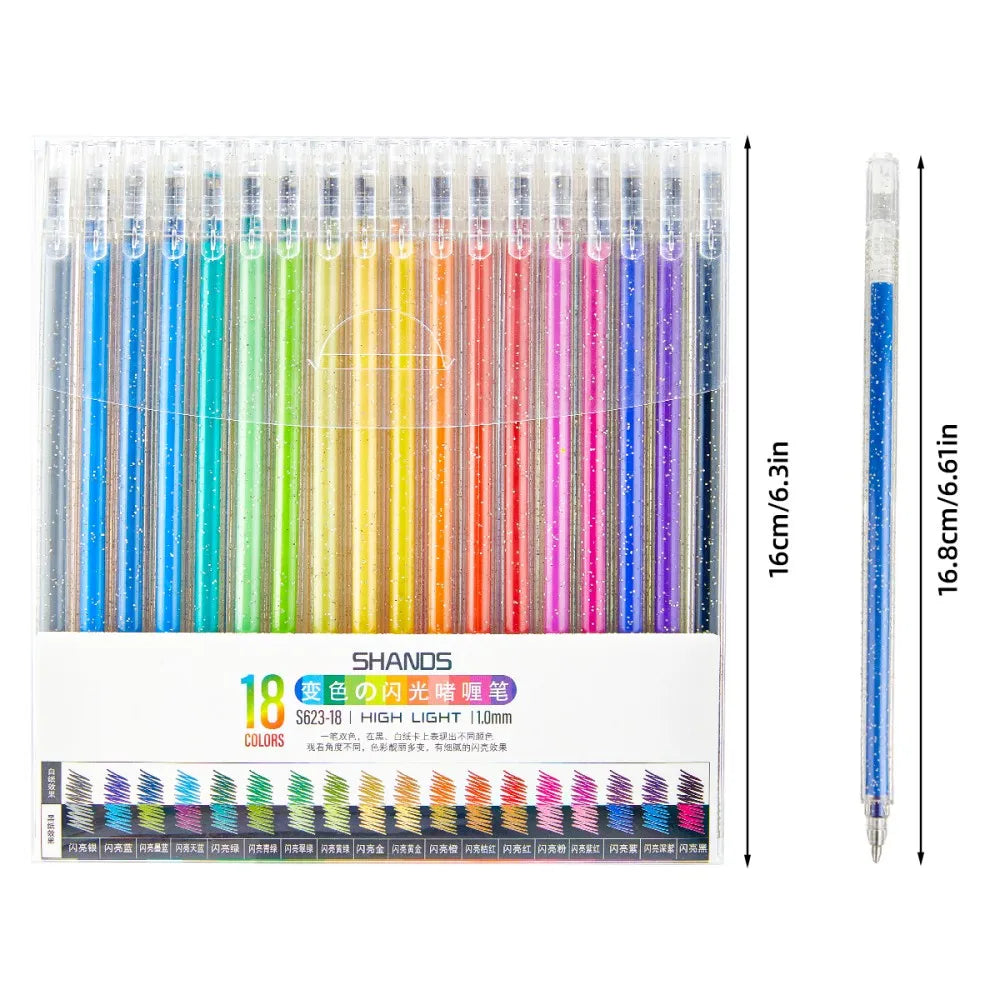 8-60 Colors Glitter Gel Pen 1.0mm Metal Glitter Color Ballpoint Pen Paper Cardstock Diary Cute Drawing Marking Coloring DIY Art