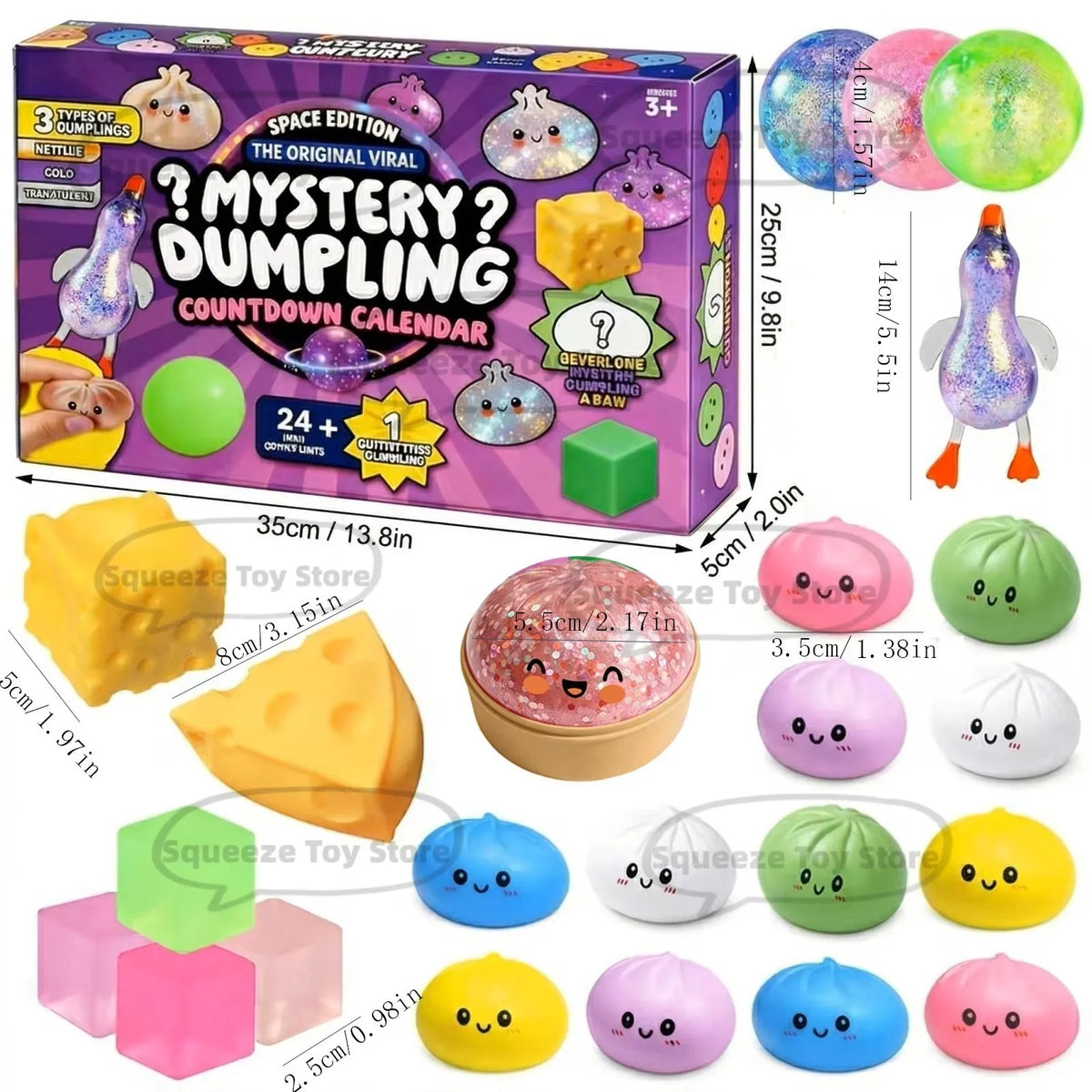 Mystery Box Advent Calendar – 24 Soft Surprise Dumplings for Stress Relief
