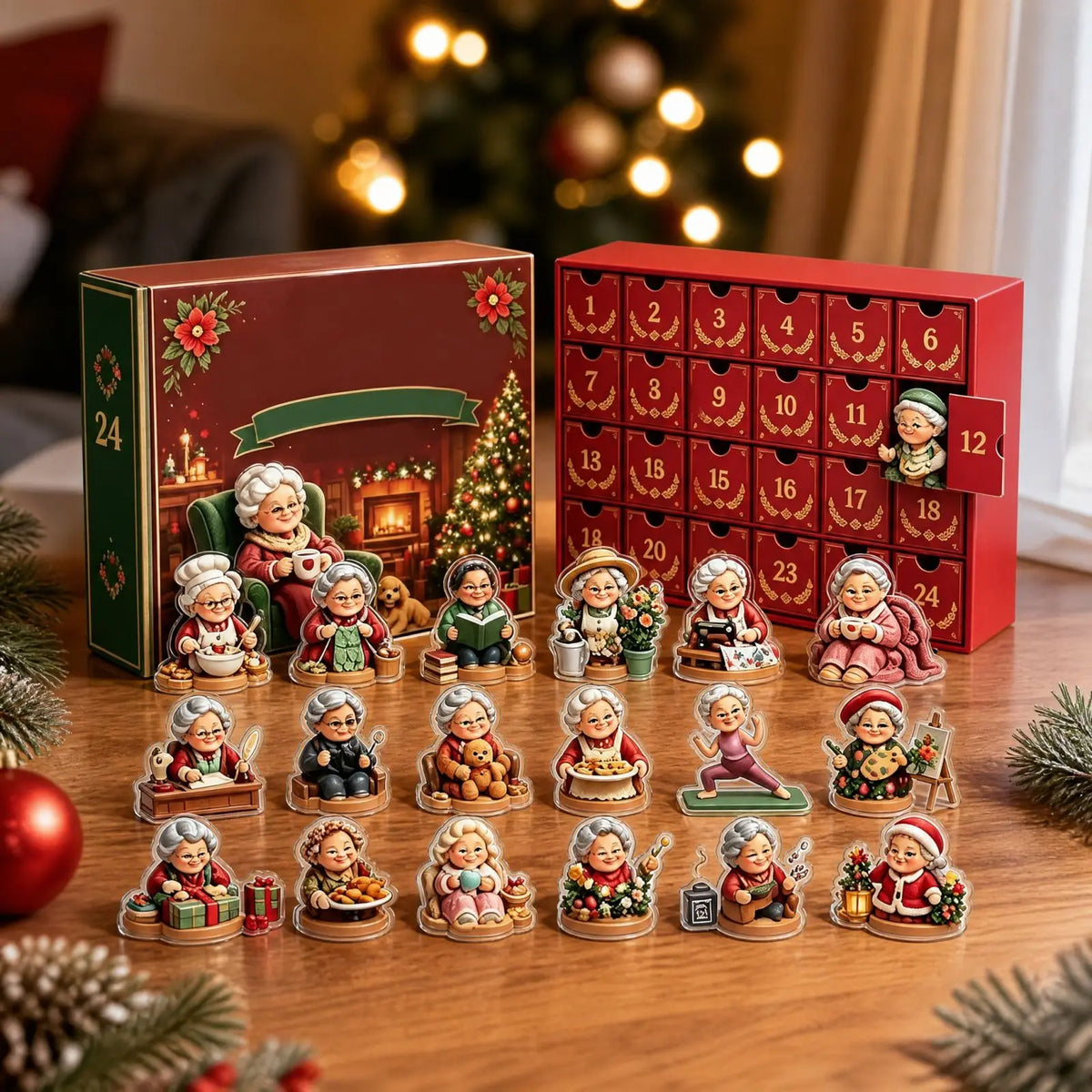 Christmas Desktop Ornament Advent Calendar – 24-Day Countdown Gift Set