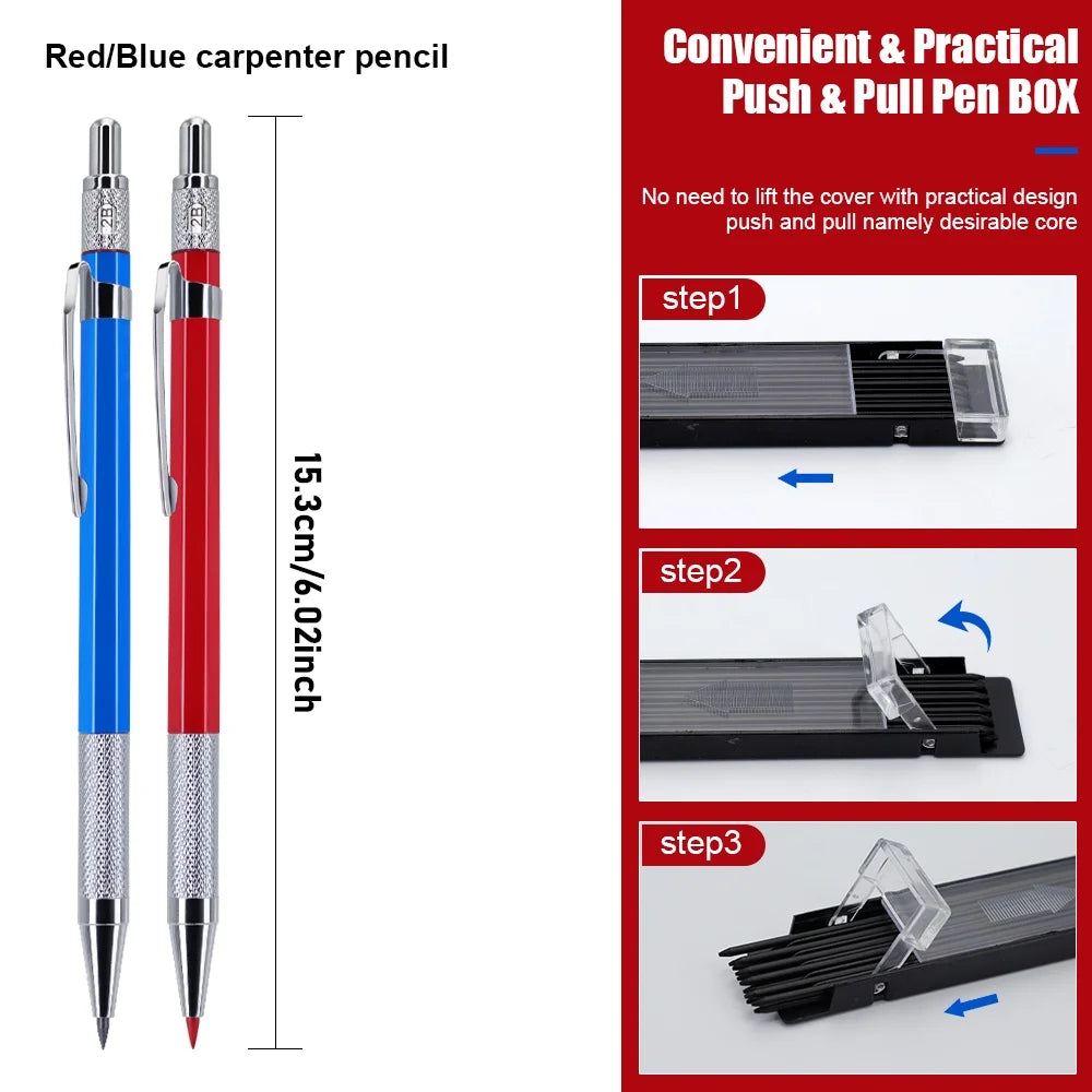 New Multicolor Metal Mechanical Pencil, 2.0mm Black/Color Automatic Pencil Lead Marking Tool, School Writing Stationery Supplies