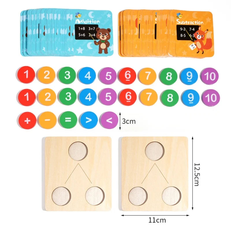 Kids Math Early Education Teaching Aids Wooden Digital Decomposition Arithmetic Montessori Toy Number Cognition Counting Toys