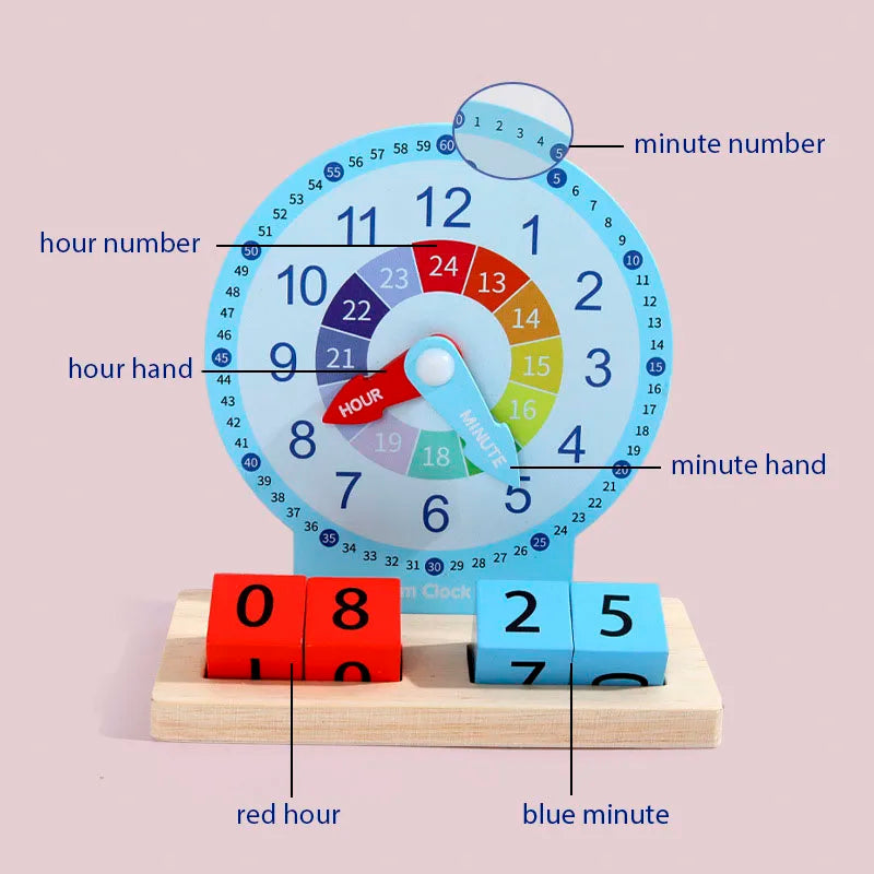 Children Montessori Clock Educational Toys Hour Minute Second Cognition Clock Model Teaching Aid Time Learning For Kindergarten