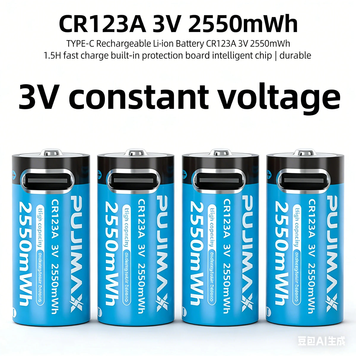 CR123A 3V 2500mWh Rechargeable Lithium Battery, Replacement Cell For Flashlight Digital Camera Home Security Alarm Device Outdoo