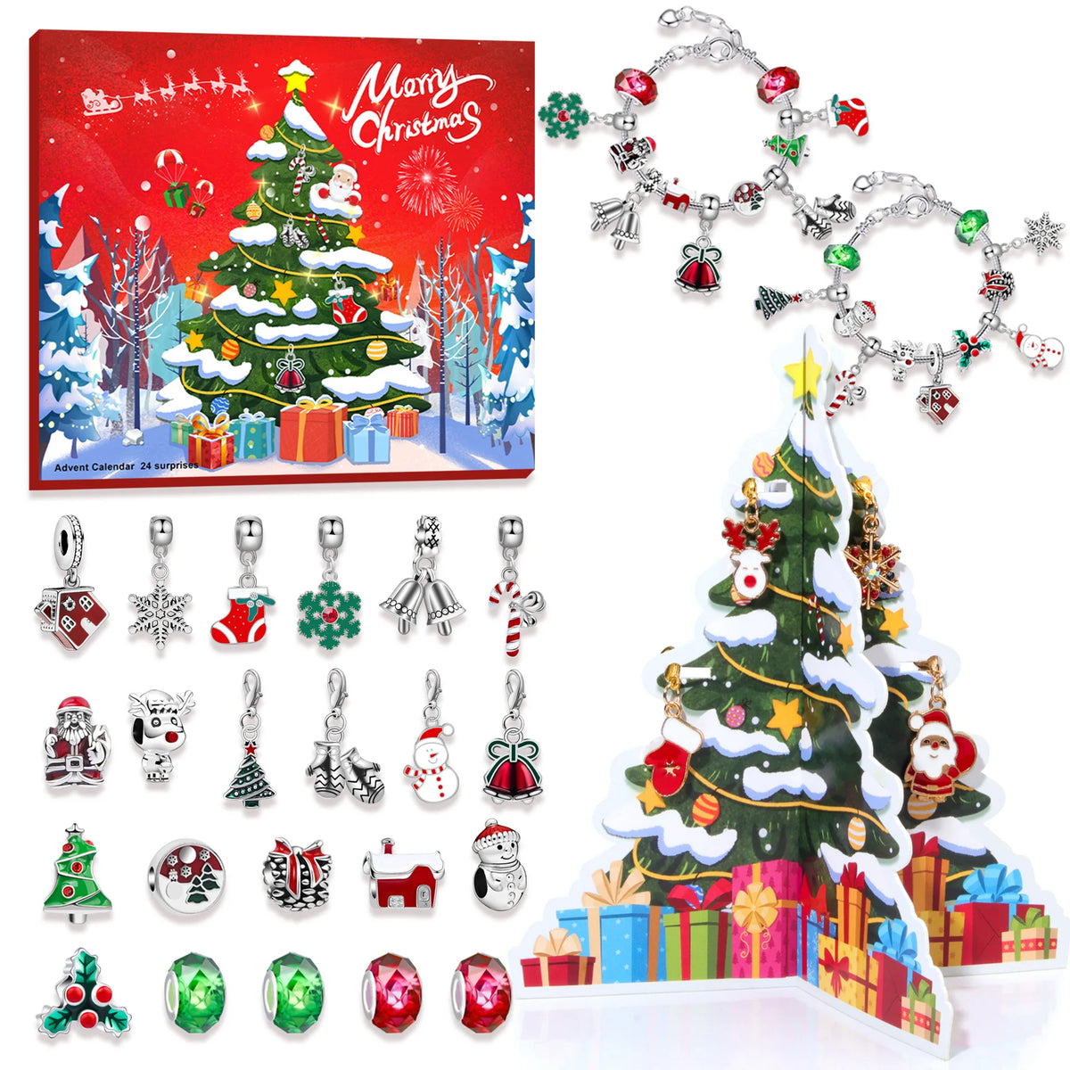 DIY Snowman & Santa Bracelet Advent Calendar – Cardboard Tree Countdown Box