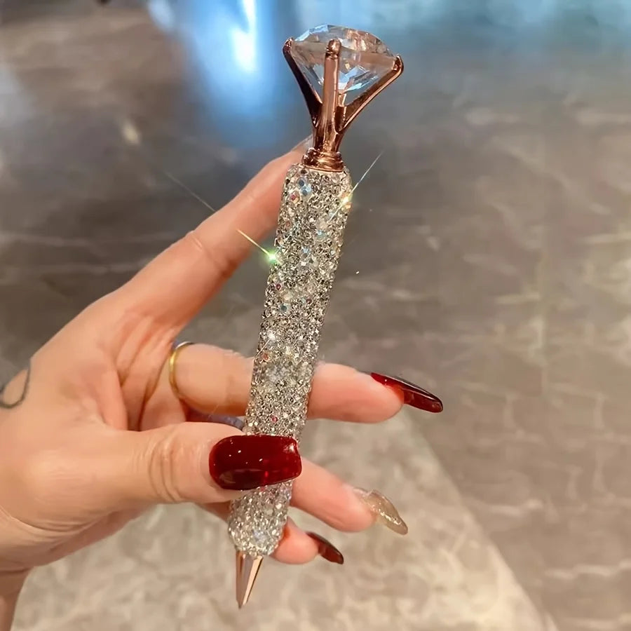 1 Rhinestone Elegant Twist-Cap Ballpoint Pen, Rhinestone Ballpoint Pen with Black Ink, Durable Writing Tool for Girls and Students, Rhinestone Pen, Office Stationery, Luxurious Writing Tool, Durable Writing Tool