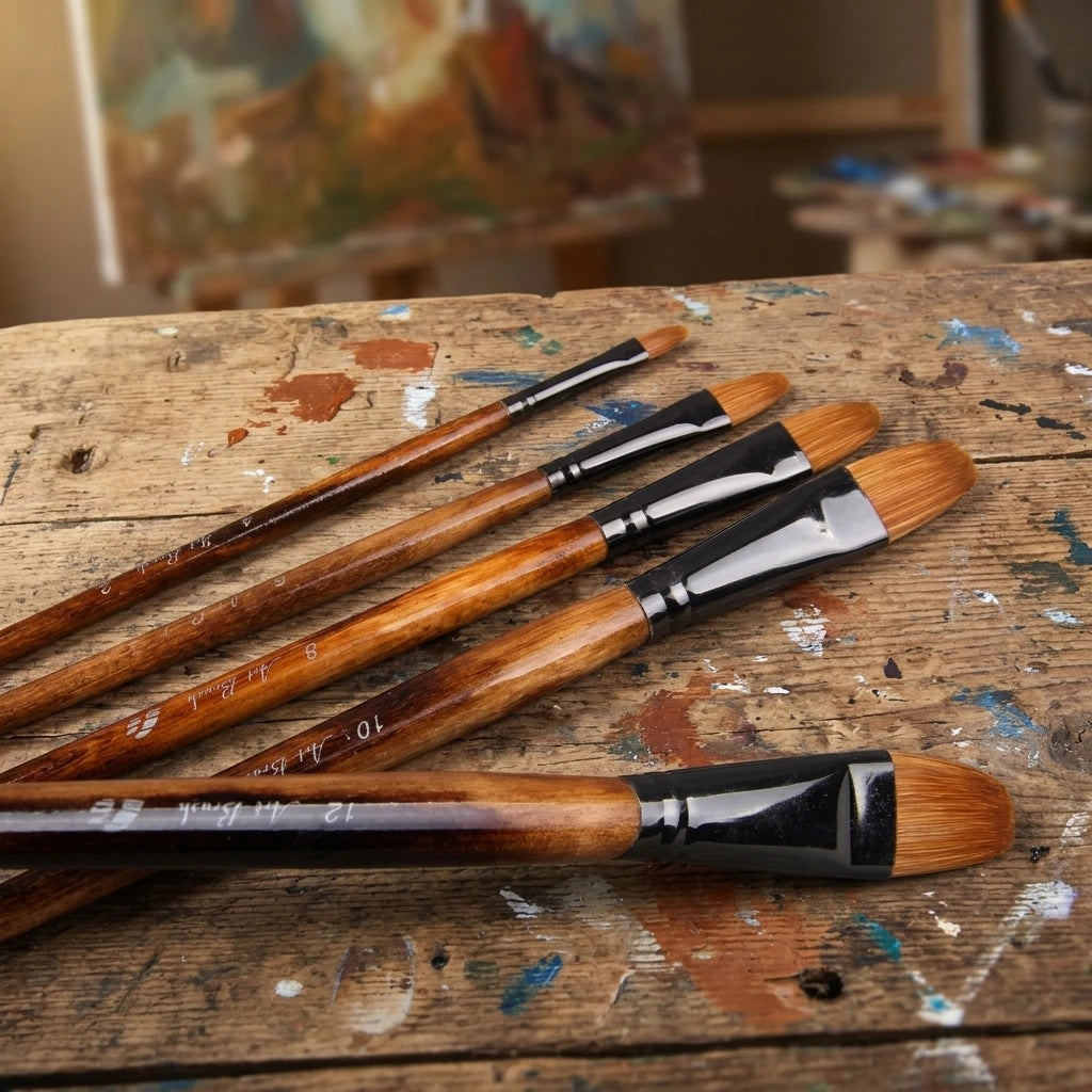 6pcs/Set Paintibrush Oil Paint Weasel Hair Water Color Paint Brush Acrylics Drawing Brush Art Supplies Paint Brushes for Artist