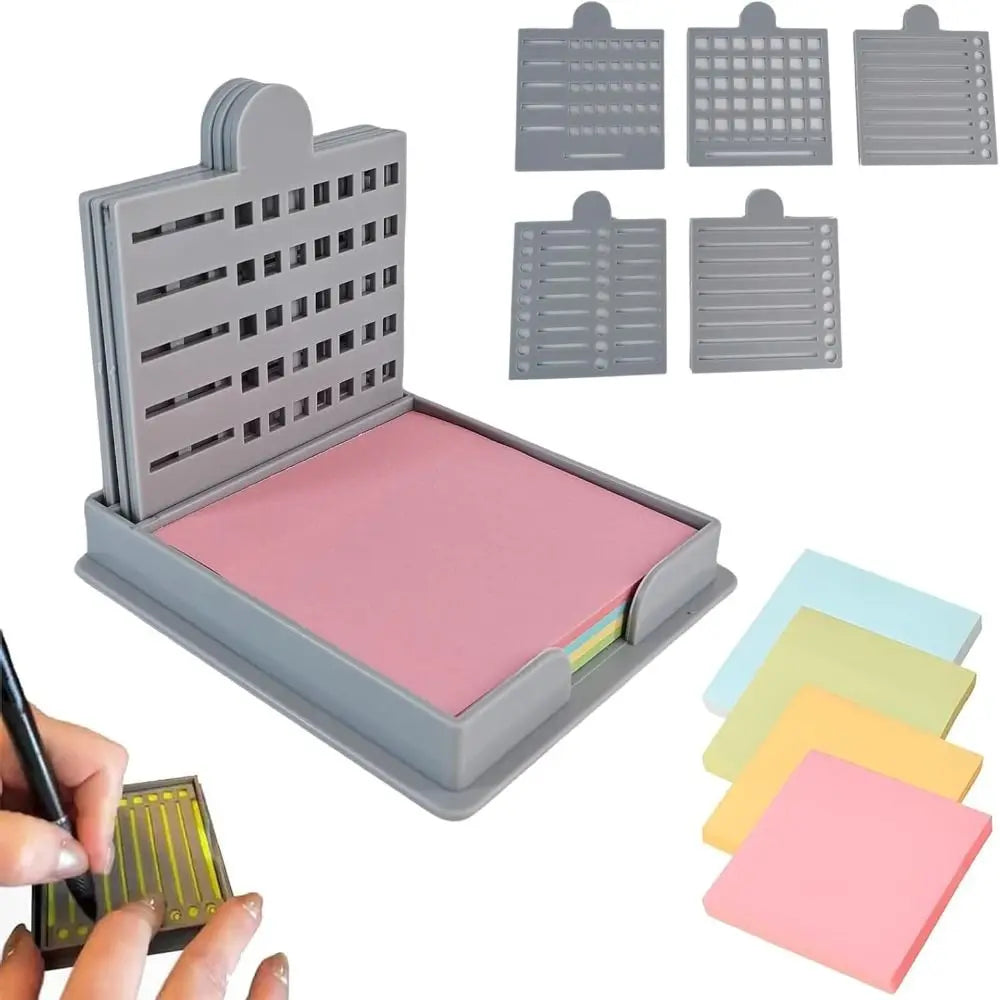 Sticky Note Organizer Sticky Note Holder Set Note Box Dispenser Sticky Pads Base Line Drawing Template Sticky Note Storage Tools