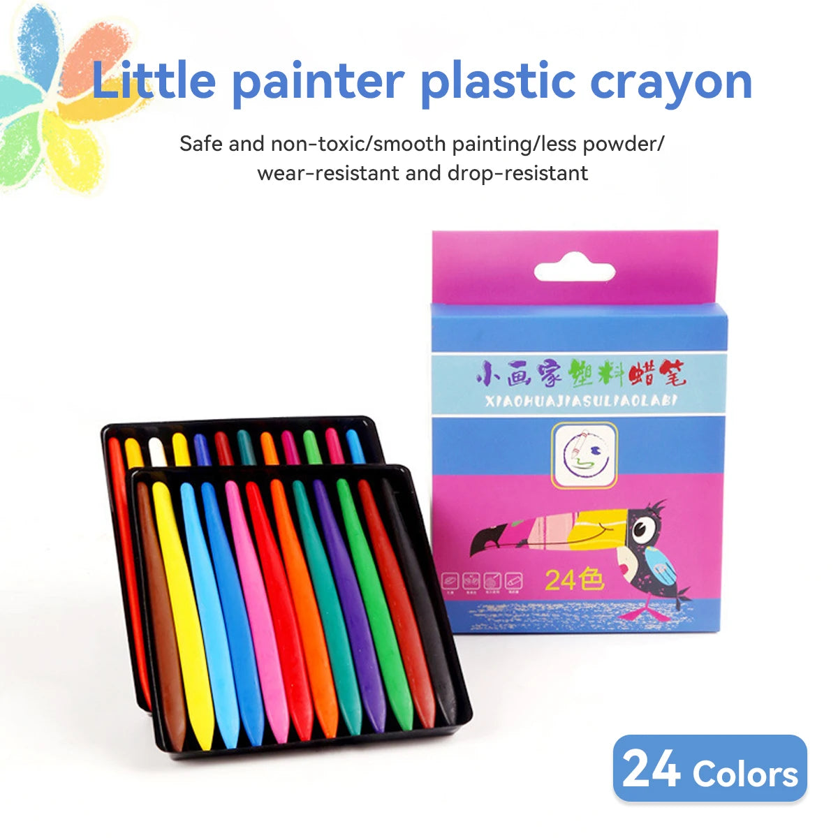 6/12/24/36 Colors Non-Dirty Hands Plastic Crayon Erasable Painting Tools Triangular Children Wax Pencil Graffiti Oil Stick