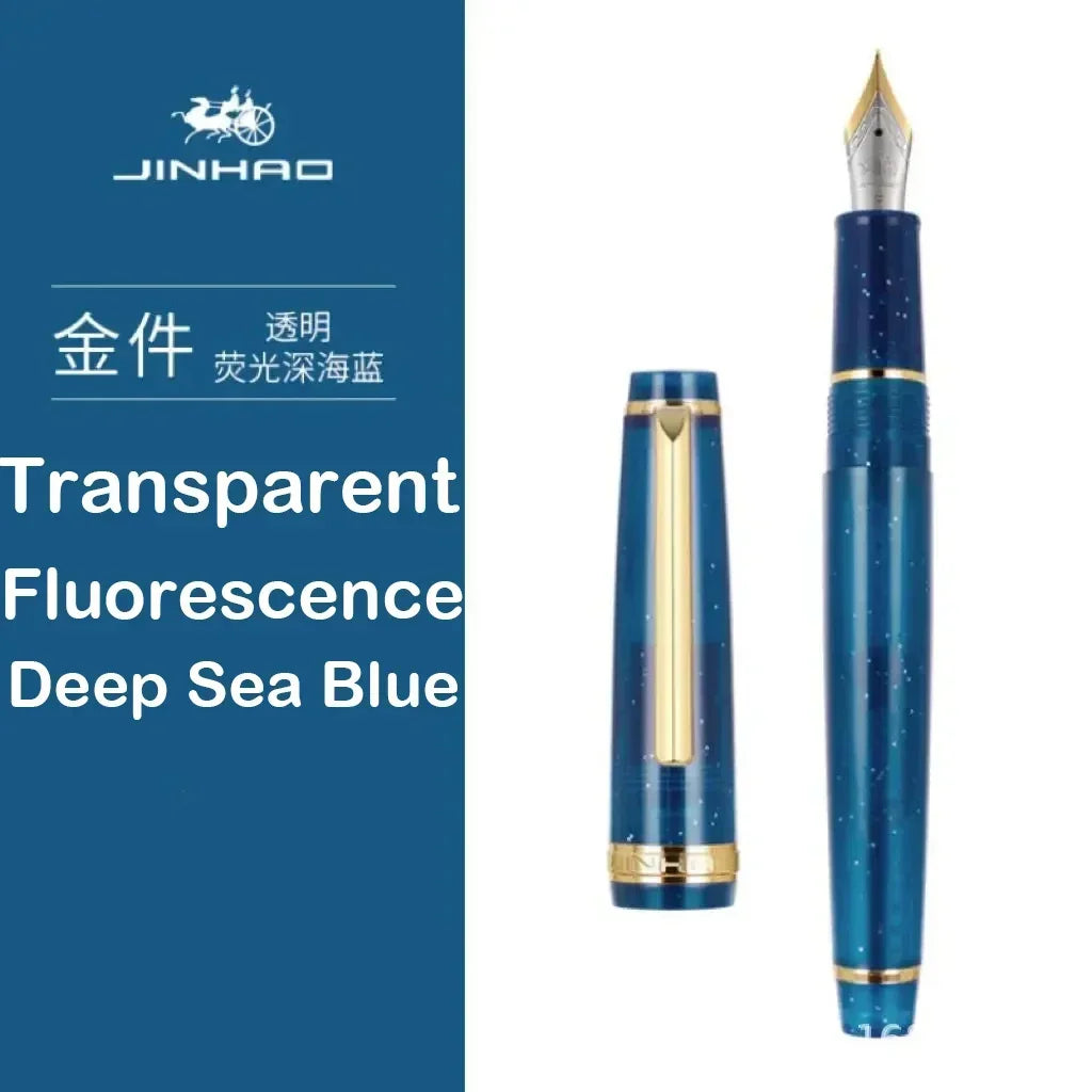 Jinhao 82 Fountain Pen Luxury Transparency Pen Spin Golden EF F Nib Business Office School Supplies Writing Ink Pen Stationery