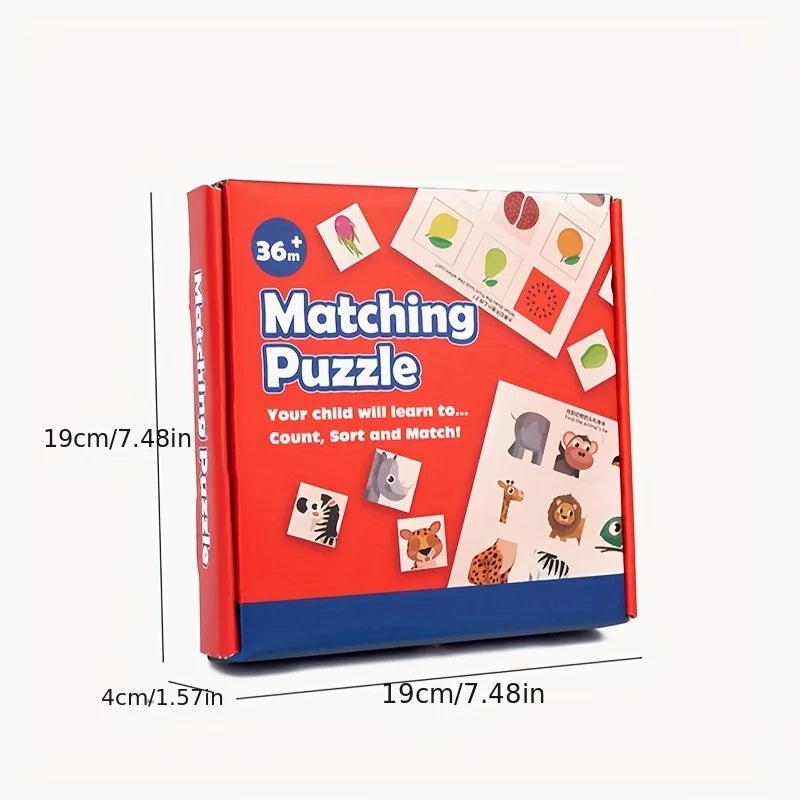 Wooden Logical Thinking Matching Puzzle Cognitive Board Montessori Teaching Aid Fruit Animal Pairing Board Educational Toys
