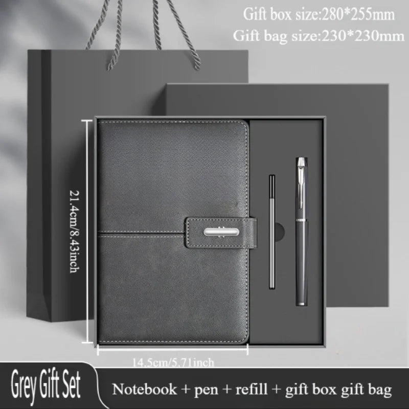 Vintage A5 Leather Notebook with Personalized Soft Cover Journal for Business Meetings College Life Ideal Gift Box Set