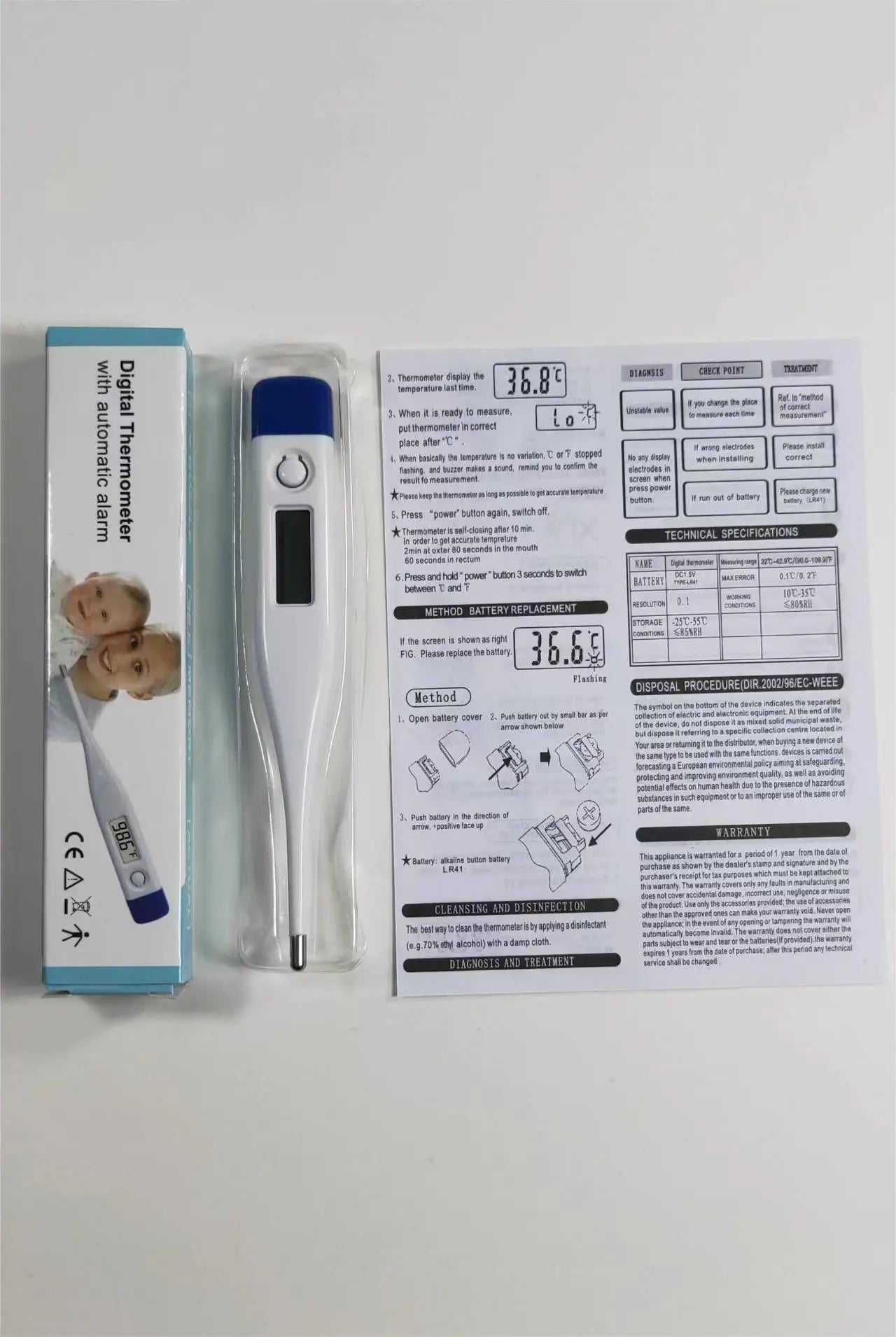 Digital Water Thermometer Accurate Oral and Armpit Temperature Reading Fever Alert Termometer Baby Bath Thermometers