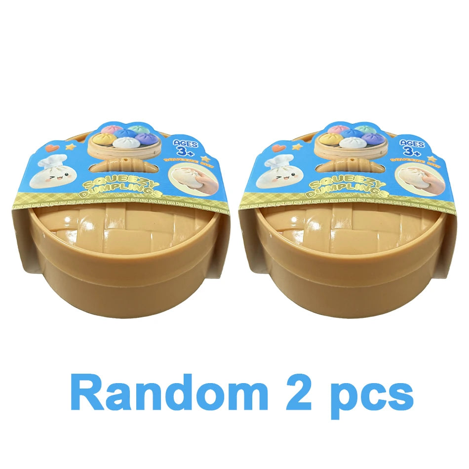 Realistic Giant Dumpling Squeeze Toy with Bamboo Steamer Soft TPR Dough Ball Decompression Fidget Toy Creative Funny Gift