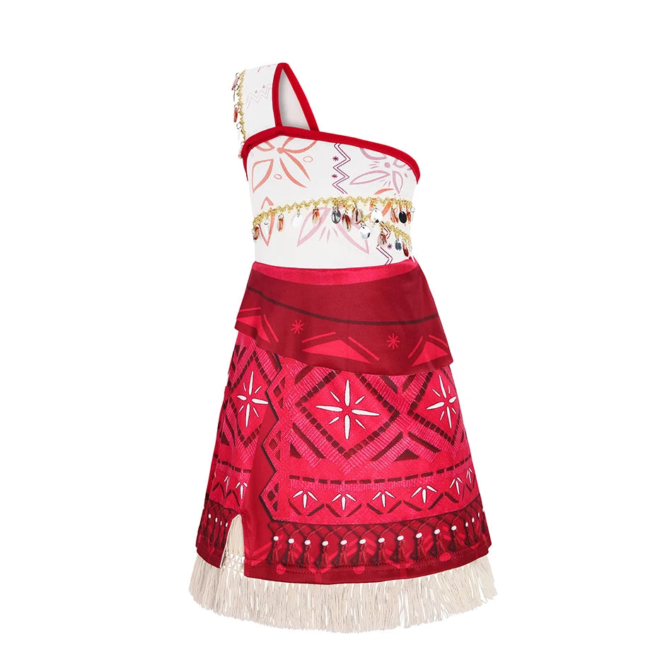 Girls New Movie Moana 2 Dress Halloween Party Adventure Costume Girl Princess Fancy Clothes Children Vaiana Pet Pig Outfit