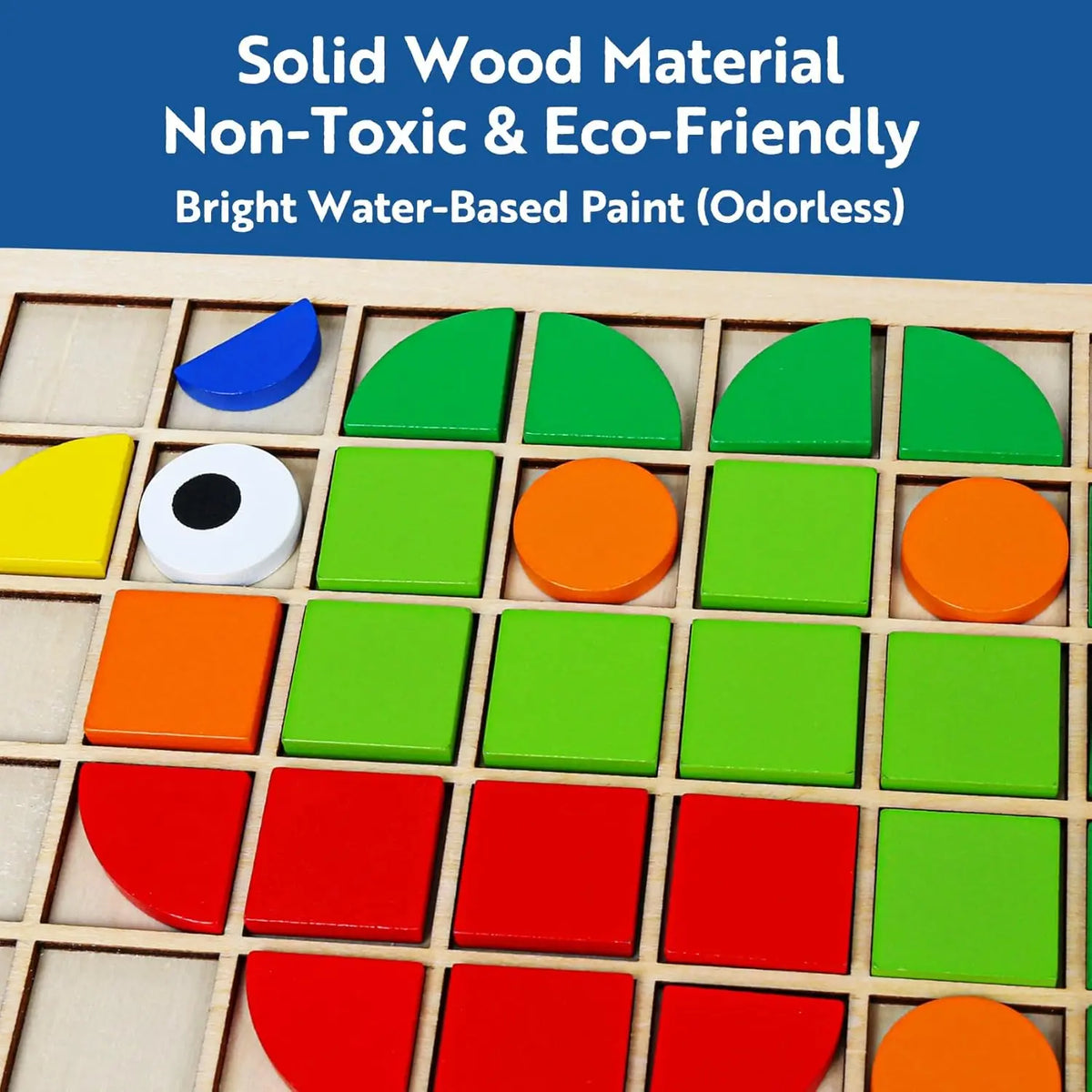 Wooden Montessori PuzzleToys Mosaic Color Shapes Sensory Game Early Educational Toy Jigsaw Pattern Blocks for Toddler's Gifts