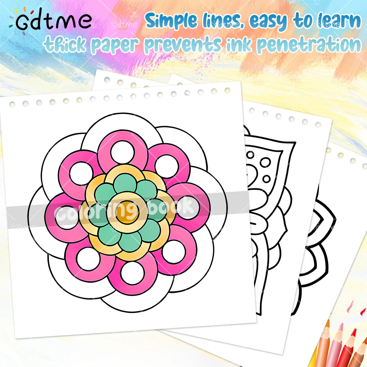 Deluxe Mandala Coloring Book for Adult Spiral binding Relieve Stress DIY Painting Drawing Book Painting Kids Educational Toys