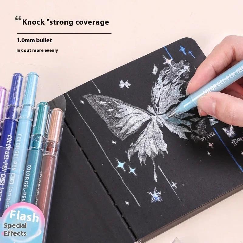 LANGUO 6/88 Colors Glitter Effects Gel Pens 1.0mm Writing Pens Set Paper Cardstock Diary Drawing Marking Coloring DIY New Colors