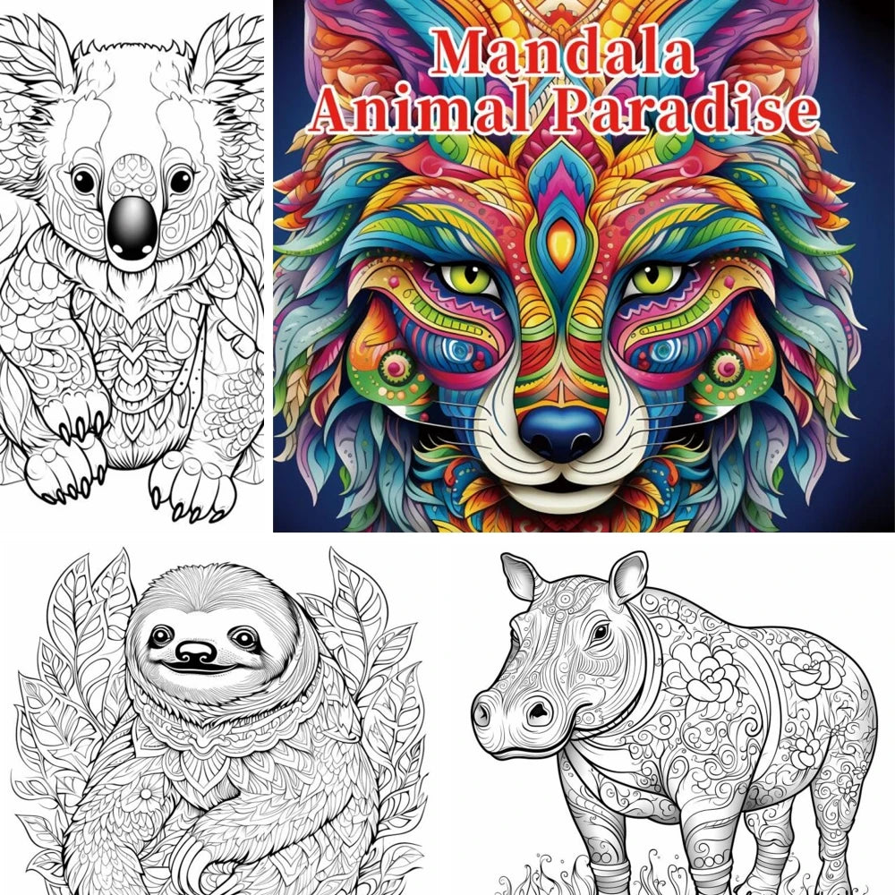 Mandala Animal Paradise Art Coloring Book 22 Page Gift For Birthday Party Relieve Stress Kill Time Graffiti Painting Drawing