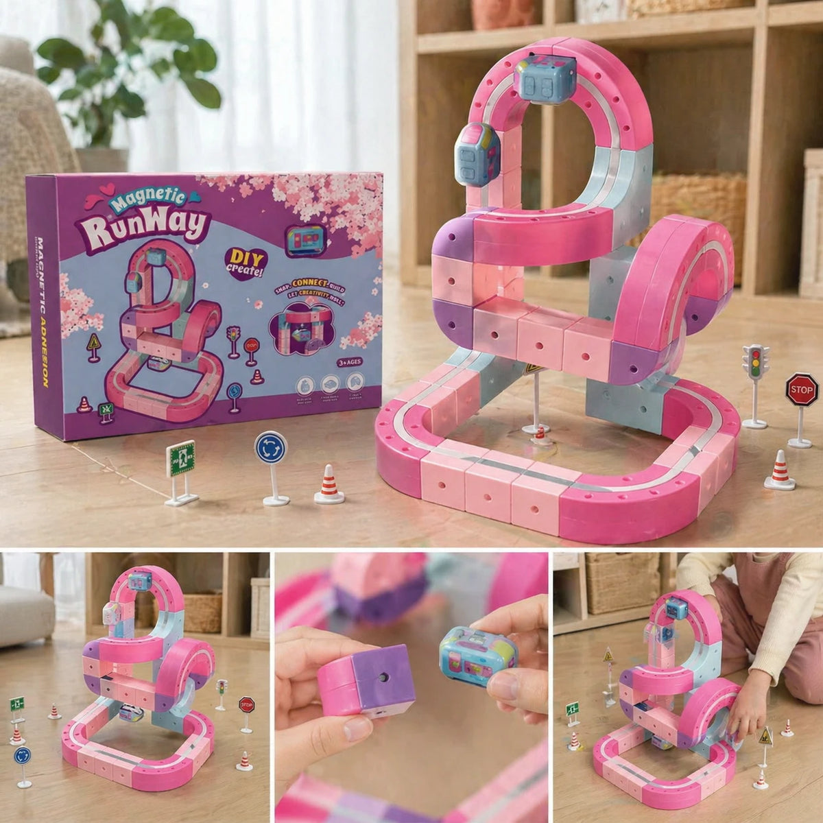 Technical Magnetic Railcar STEM Electric Train Set Anti-Gravity High-Speed Vehicle DIY Building Blocks Toy Birthday Gift Girls