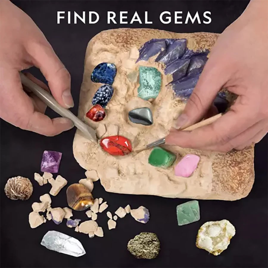 STEM Mega Gemstone Dig Kit-Dig and Discover Gem Stone Crystal Dig Toy Set Child Educational Toy Crystal Mining Kit Kids Gift