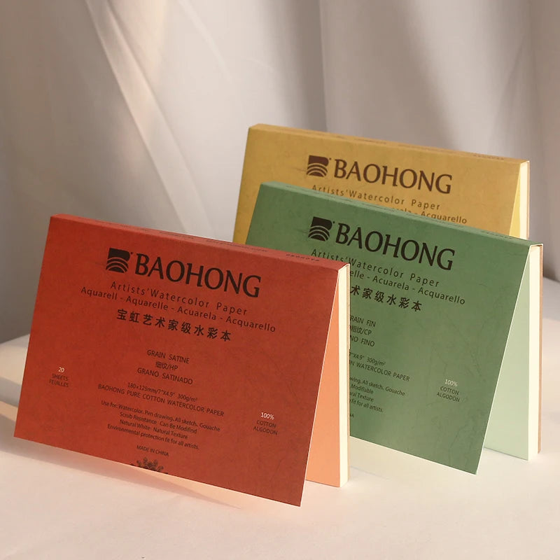 Baohong 300g 100% Cotton Artist Watercolor Drawing Paper Pad 20sheets Aquarell Watercolor Sketchbook For Painting Art Supplies