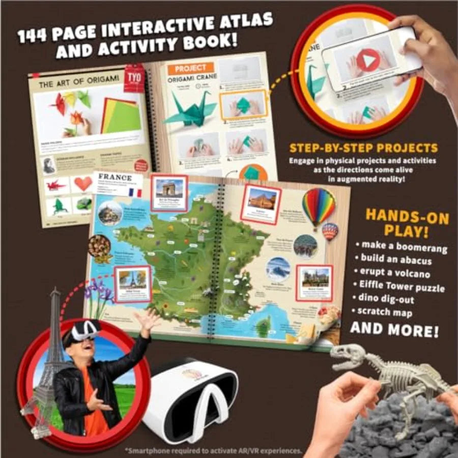 Professor Maxwell's VR Atlas - Virtual Reality Science Kit Book and Interactive Geography STEM Learning World Travel Activity S