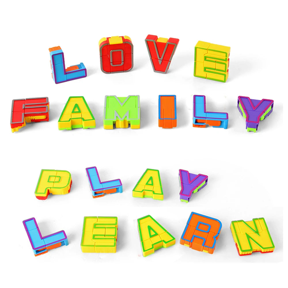 26 Pcs Alphabet Transformation Robot Toy English Letter Learn A-Z Deformation Action Figures STEM Education Toys for Kids Gift