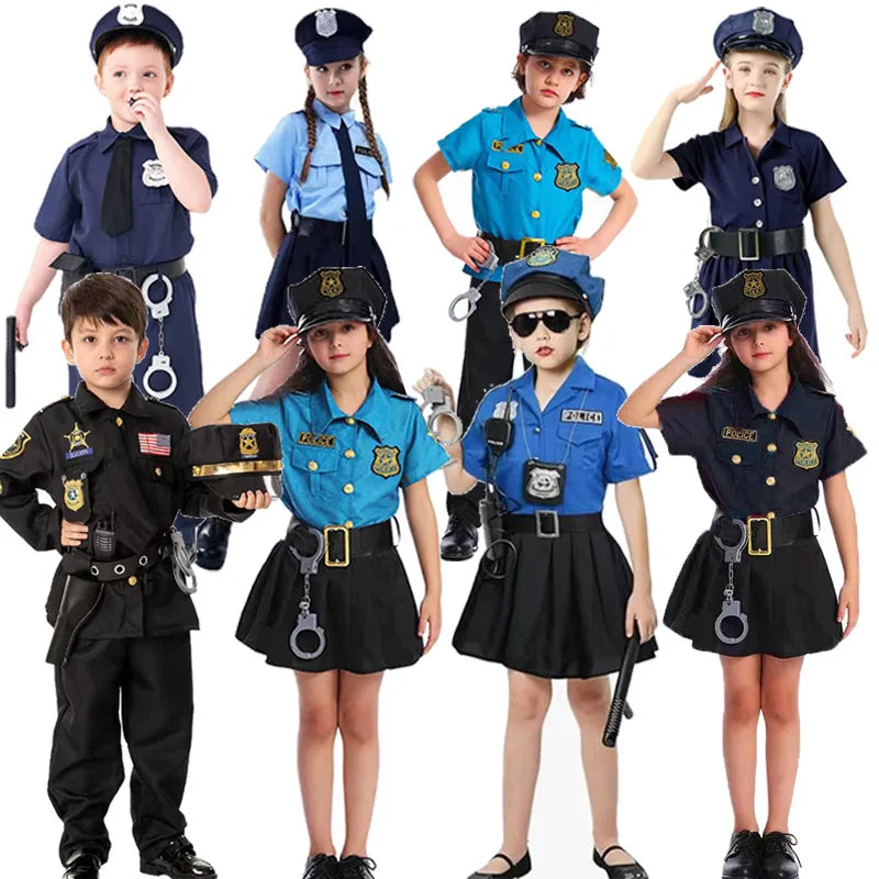 2025NEW Police Cosplay For Boys Girls Halloween Costumes Police Woman Fancy Role Play Kids Performance Show